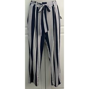 Altar'd State Blue/Ivory Striped Lightweight Pants Tie Waist Size M  NWT